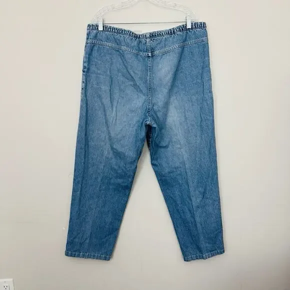 Essentials Style Drawstring Blue Denim Straight Leg Women’s Size XL - Picture 5 of 7